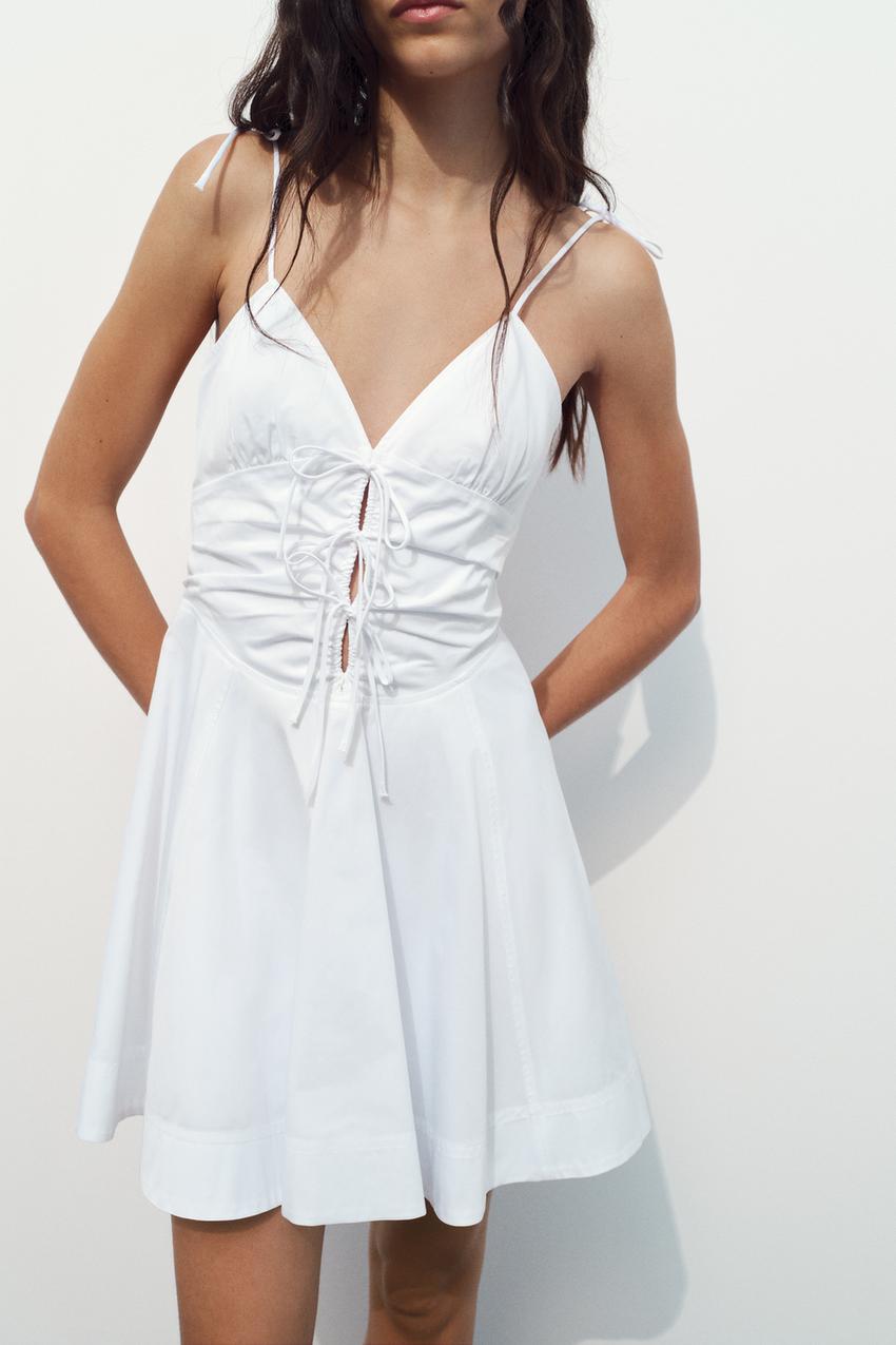 ROBE COURTE EN GABARDINE AVEC LIENS