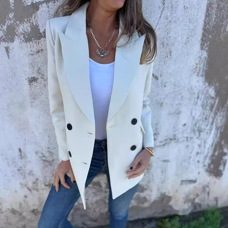 blazer unicolore double boutonnage chic