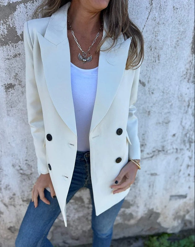 blazer unicolore double boutonnage chic