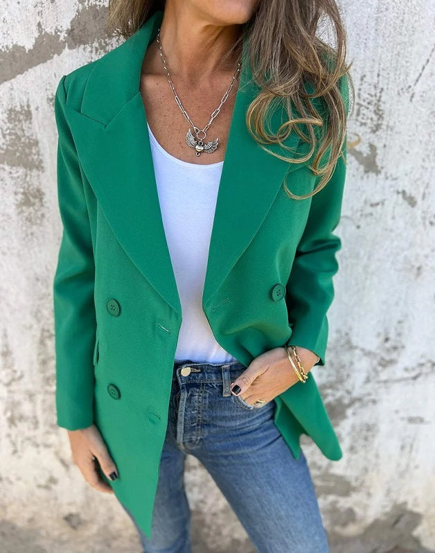 blazer unicolore double boutonnage chic