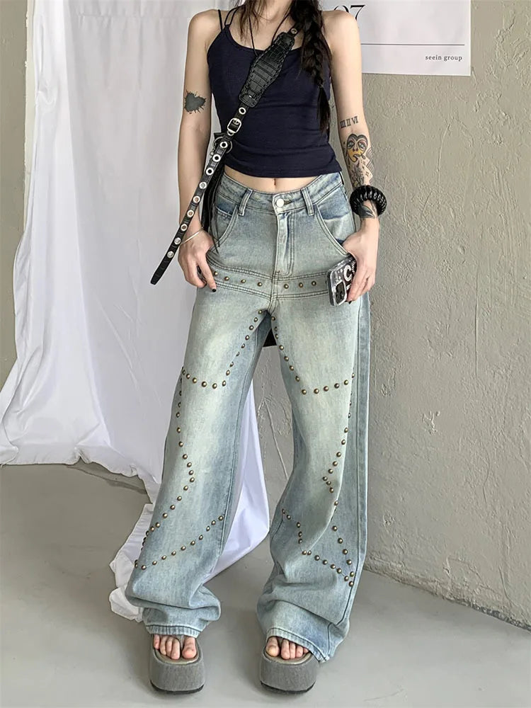 Jeans Vintage Bleu Femme chic