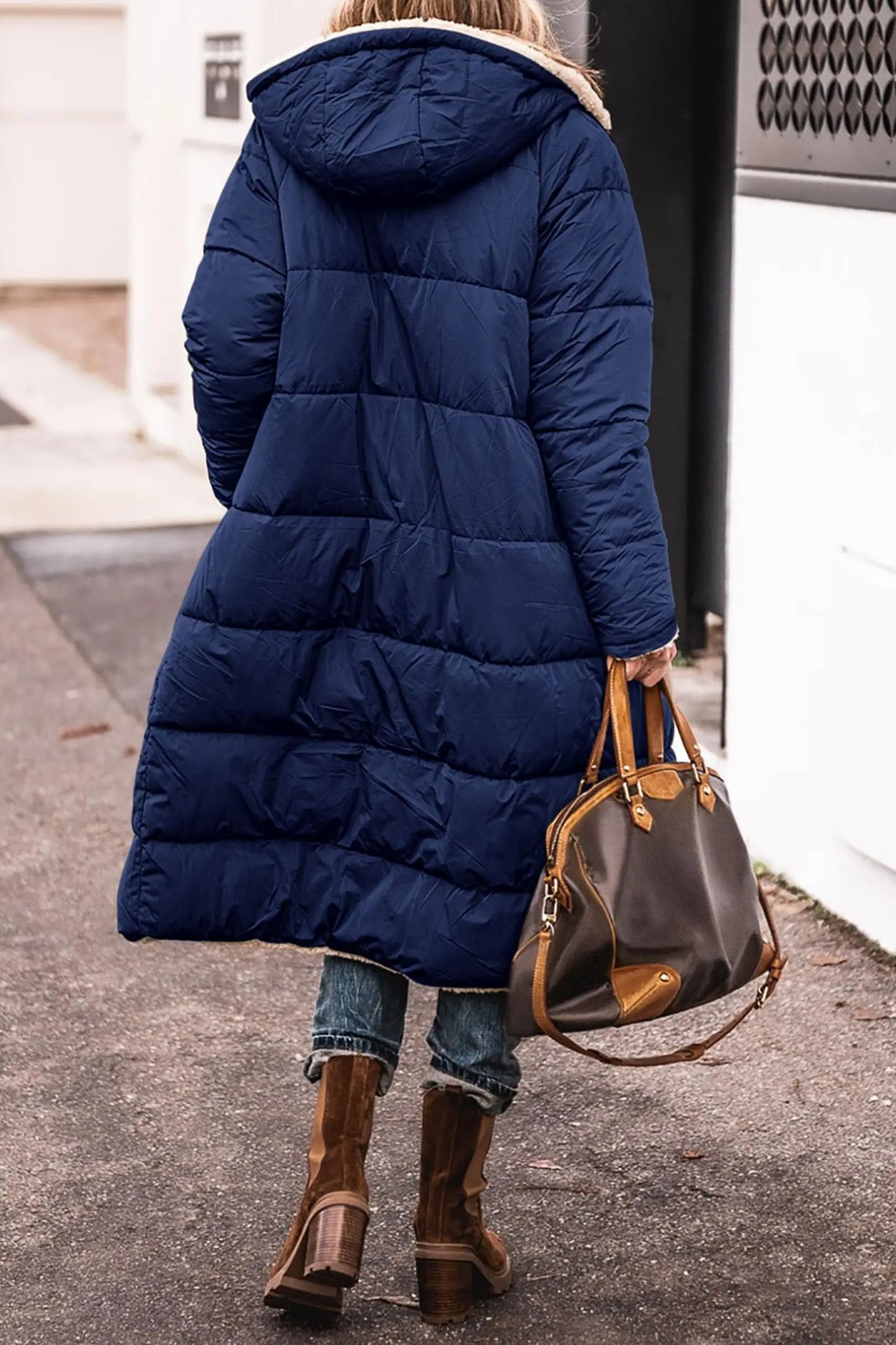 Manteau Long en Laine à Capuche Femme