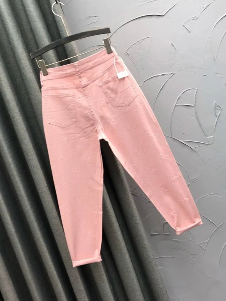 jeans Cropped Roses Femme chic