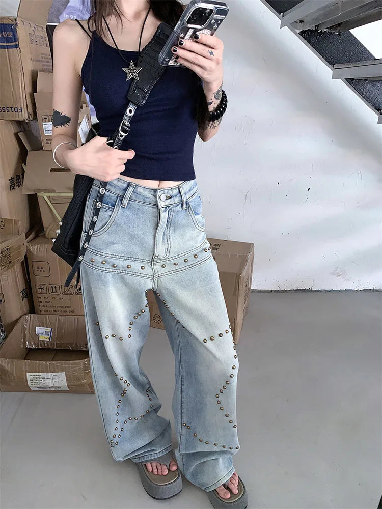 Jeans Vintage Bleu Femme chic