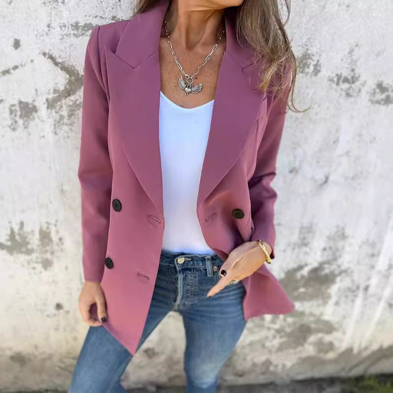 blazer unicolore double boutonnage chic